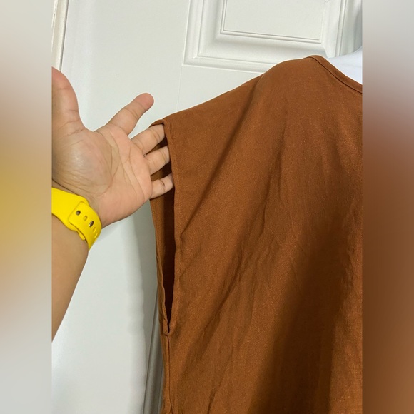 D7- CHA CHA VENTE Golden Brown Shark-Bite Hem T-Shirt Dress - Picture 2 of 6